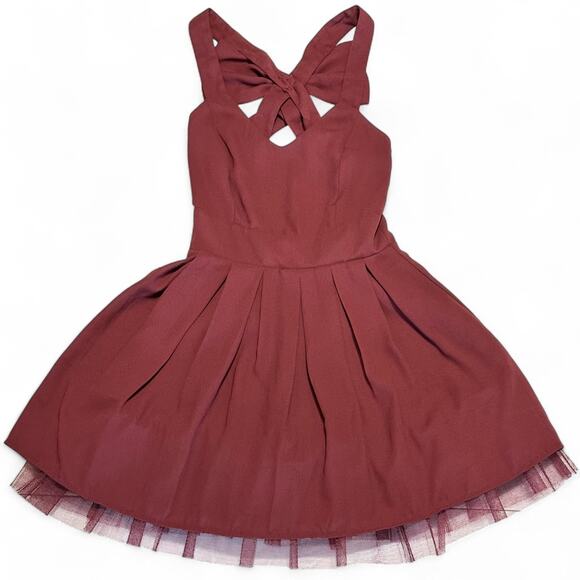 Sans Souci Crimson Red Fit & Flare Mini Dress Small Back Bow Holiday Party NWT - Picture 6 of 12